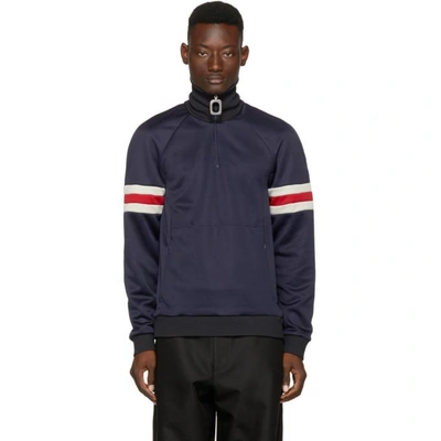 Shop Jw Anderson Navy Jersey Track Jacket In 882 - Midnight Blue