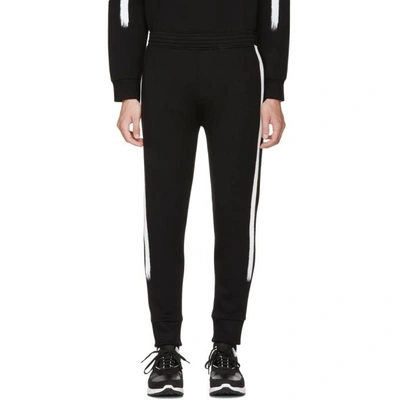 Shop Neil Barrett Black Brush Stroke Lounge Pants In 524 Black/white