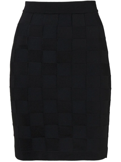 Shop Balmain Check Pattern Skirt