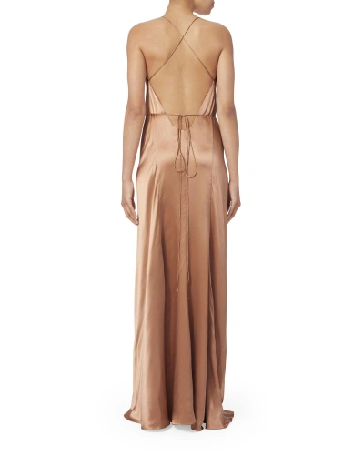 Shop Michelle Mason Terracotta Wrap Gown