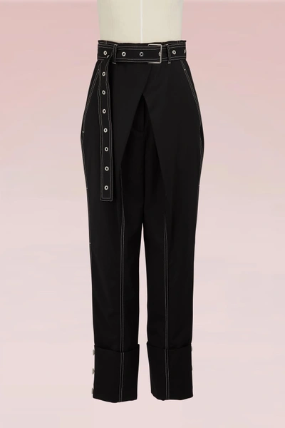 Shop Proenza Schouler Belted Wool Pants In 00200 Black