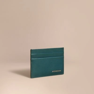 Burberry London Leather Card Case In Dark Teal