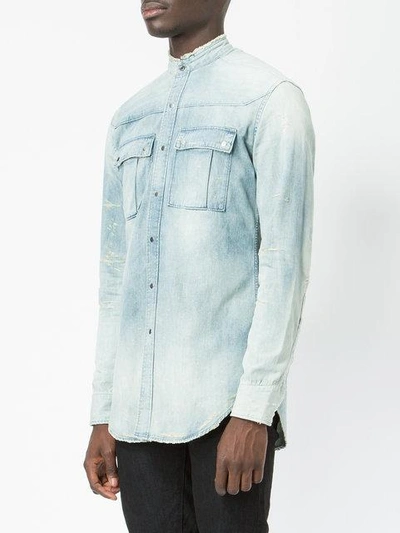 Balmain Bleached Regular-fit Denim Shirt In Blue