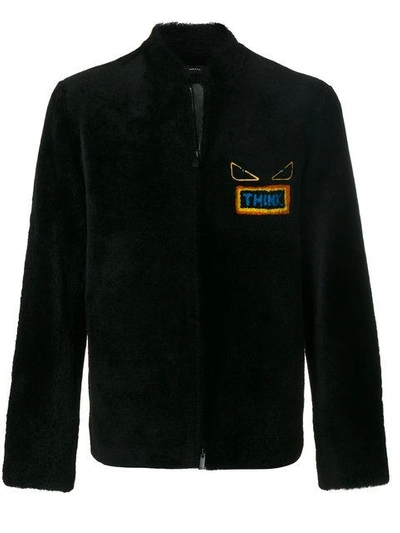 Shop Fendi Think Bomber Jacket In Black/multi/f0qa1