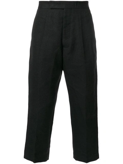 Shop Rick Owens Cropped Pleated Trousers In Black