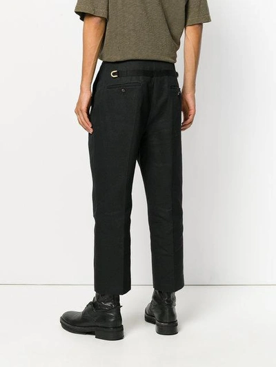 Shop Rick Owens Cropped Pleated Trousers In Black