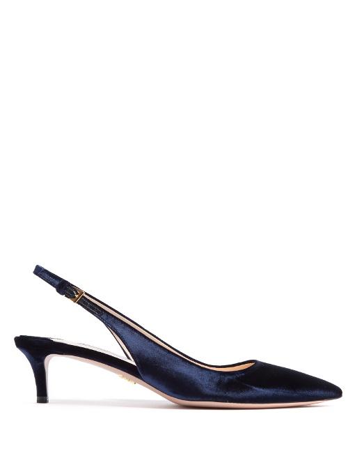 navy sling back kitten heels