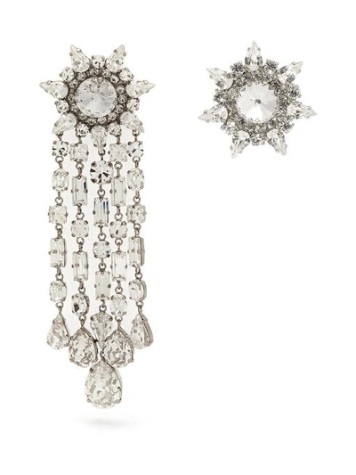 Racil London Asymmetric Crystal-embellished Earrings In Silver | ModeSens