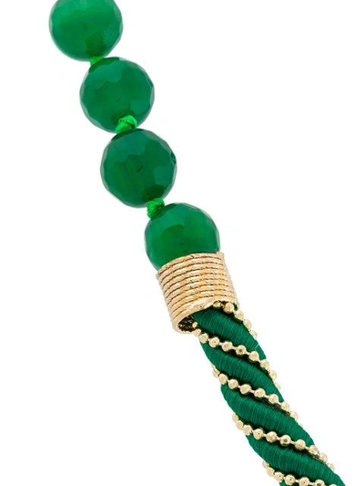 Shop Rosantica Beaded Tassel Necklace In Green