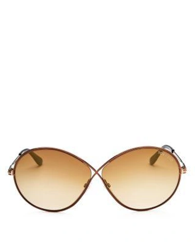 Tom Ford Women's Rania Mirrored Oversized Round Sunglasses, 65mm In Shiny Dark Brown/brown Mirror