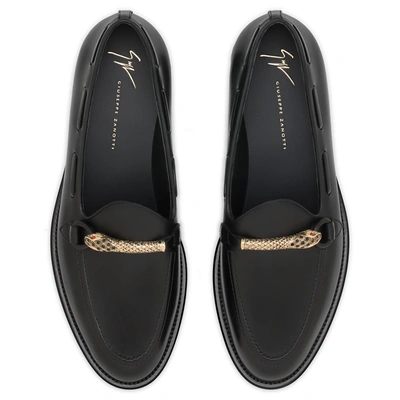 Shop Giuseppe Zanotti - Black Leather Loafer With Accessory Grady