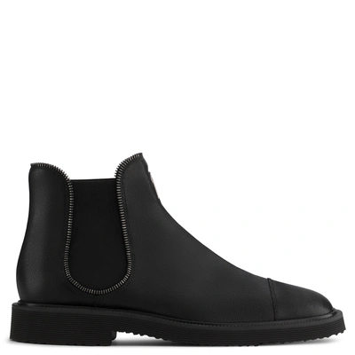 Giuseppe Zanotti - Leather Ankle Boot With Zips Jaky In Black