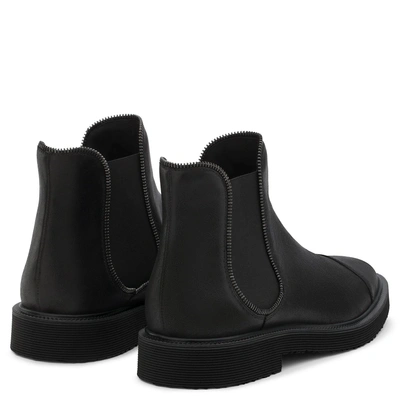Shop Giuseppe Zanotti - Leather Ankle Boot With Zips Jaky In Black