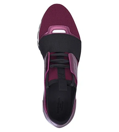 Shop Balenciaga Race Runners Leather And Mesh Trainers In Purple