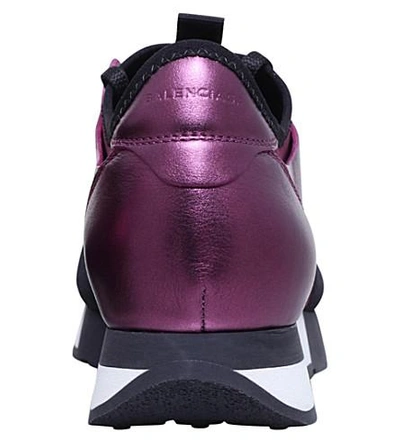 Shop Balenciaga Race Runners Leather And Mesh Trainers In Purple