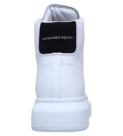 Shop Alexander Mcqueen Oversized Leather High-top Sneakers In White/blk