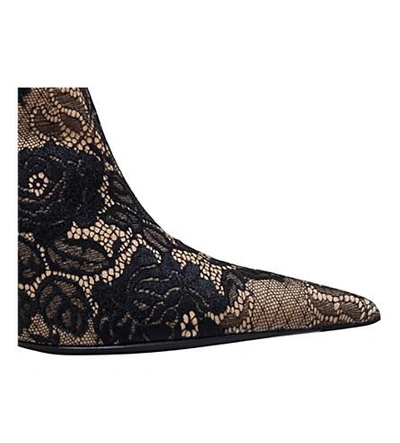 Shop Balenciaga Knife Lace And Spandex Heeled Boots In Blk/beige