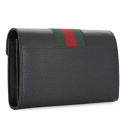 Shop Gucci Dionysus Leather Wallet-on-chain In Black