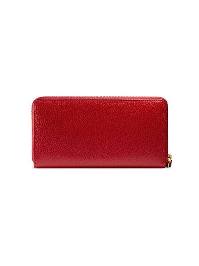 Shop Gucci Leather Zip Around Wallet In Red
