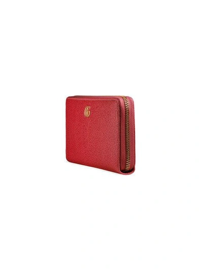 Shop Gucci Leather Zip Around Wallet In Red