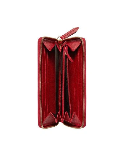 Shop Gucci Leather Zip Around Wallet In Red