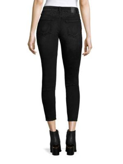 Shop True Religion Halle Cropped Skinny Moto Jeans In Deubdust Pepper