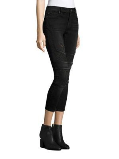 Shop True Religion Halle Cropped Skinny Moto Jeans In Deubdust Pepper