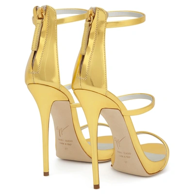 Shop Giuseppe Zanotti Patent Leather 'harmony' Sandal Harmony In Gold