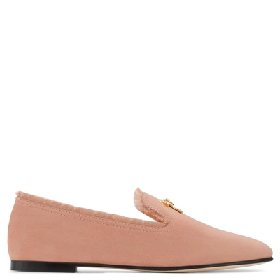 Shop Giuseppe Zanotti - Pink Suede Slipper Ginevra Suede