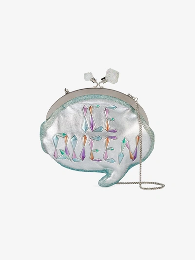 Shop Sophia Webster Ice Queen Speech Bubble Clutch Bag In Silver