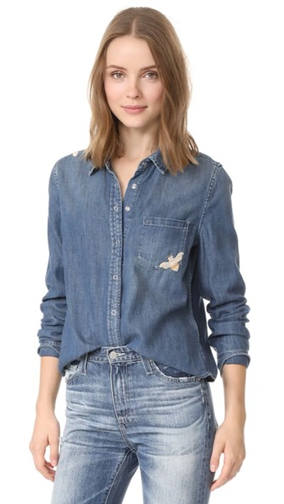 Ag Joanna Embroidered Denim Shirt In West Coast Embroidered