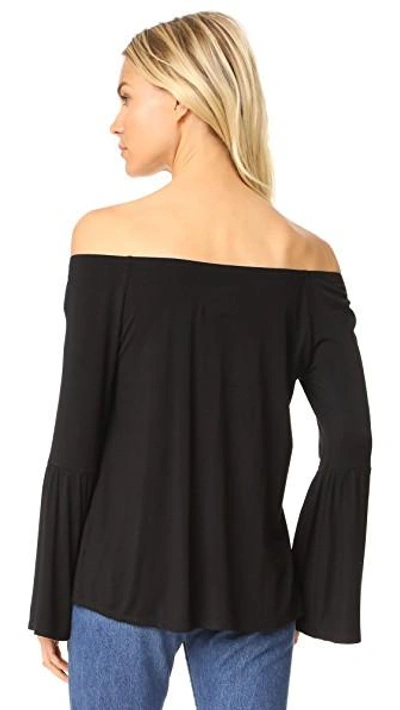 Shop Chaser Flare Sleeve Off Shoulder Tee In Black