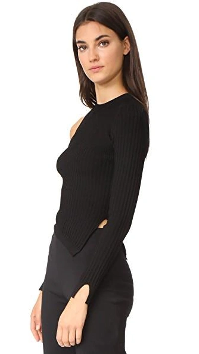 Shop Cushnie Et Ochs Long Sleeved Single Shoulder Crop Top In Black