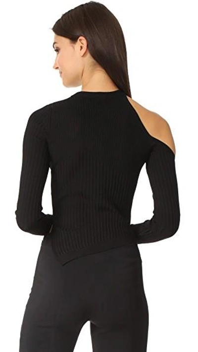 Shop Cushnie Et Ochs Long Sleeved Single Shoulder Crop Top In Black