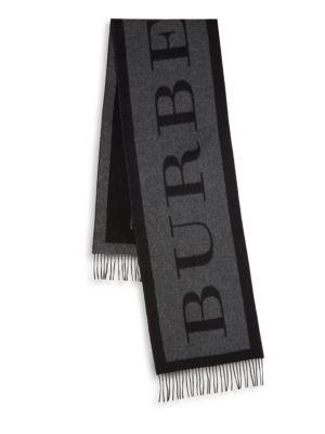 Burberry Emblem Print Cashmere Scarf In Black | ModeSens