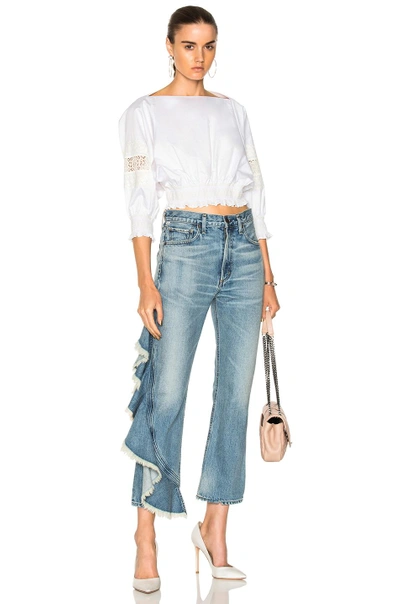 Citizens Of Humanity Cropped Jeans With Ruffle Trim In Blue | ModeSens