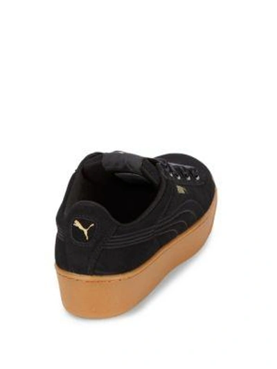 Shop Puma Vikky Low Top Leather Sneakers In Black