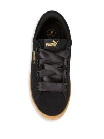 Shop Puma Vikky Low Top Leather Sneakers In Black