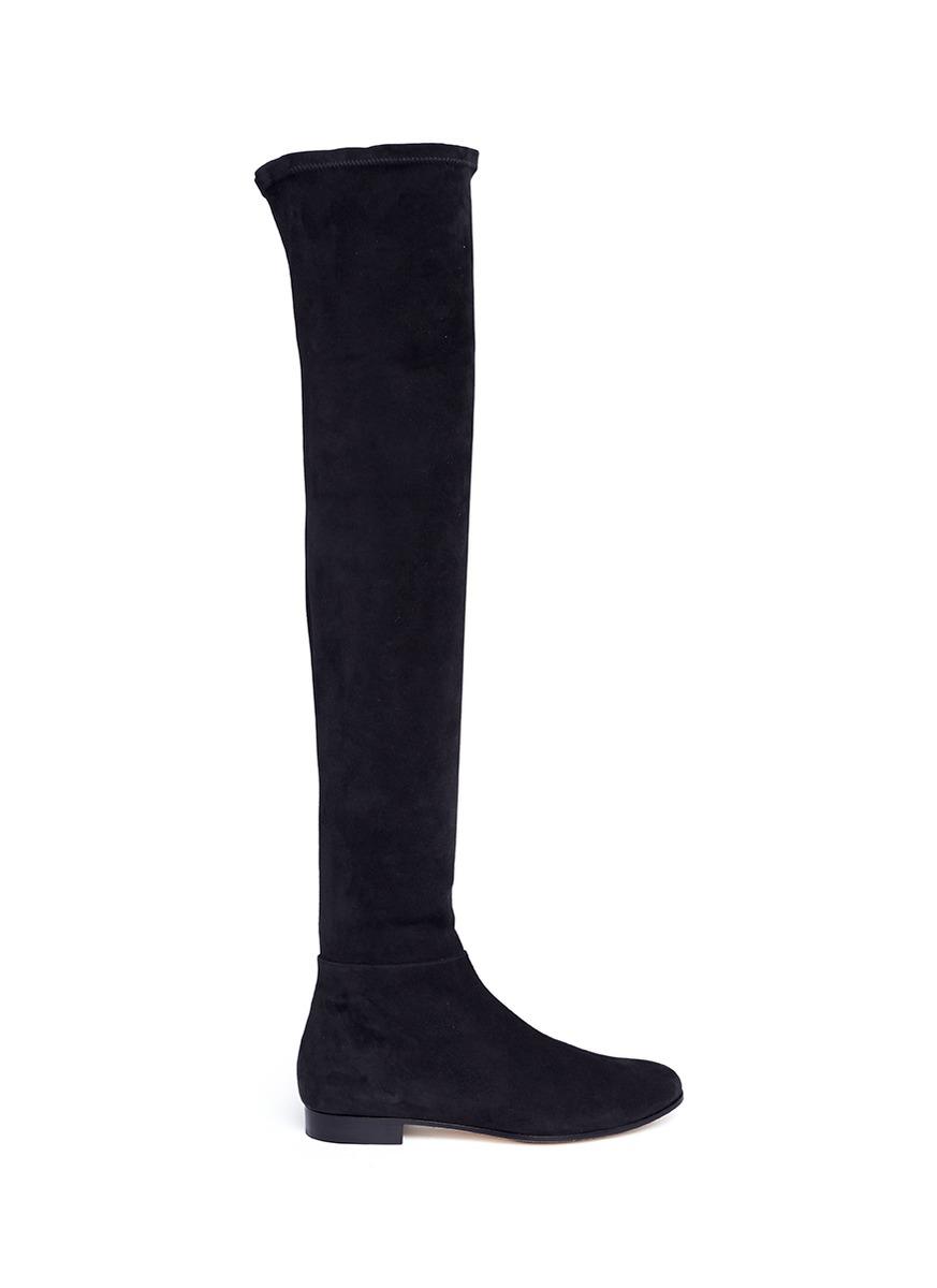 over the knee suede boots flat