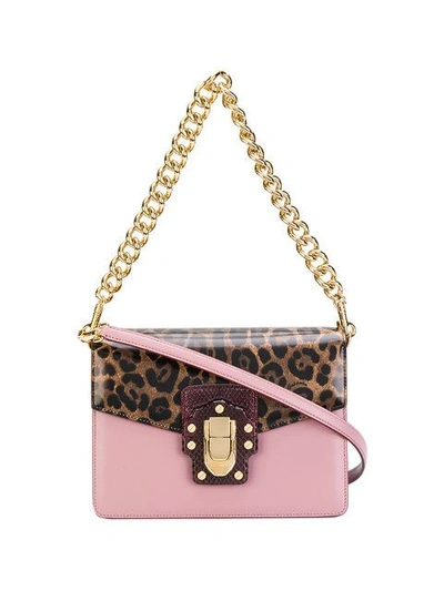 Shop Dolce & Gabbana Lucia Leopard Print Shoulder Bag In Pink