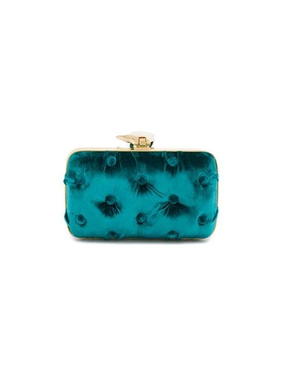 Shop Benedetta Bruzziches Blue Carmen Clutch Bag With Hand Embellishment