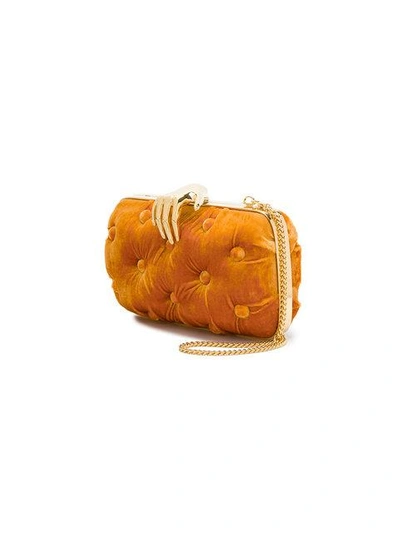 Shop Benedetta Bruzziches Orange Carmen Velvet Clutch Bag With Hand