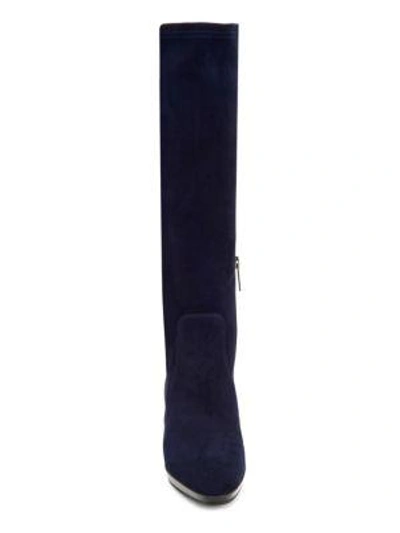 Aquatalia Dahlia Stretch suede Knee high Boots In Navy ModeSens