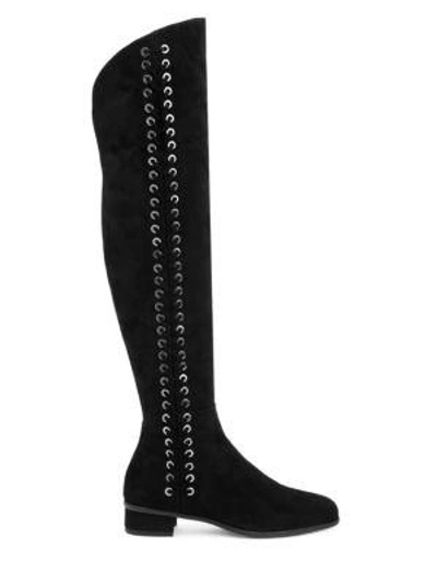 Shop Aquatalia Lucrezia Leather Knee-high Boots In Black