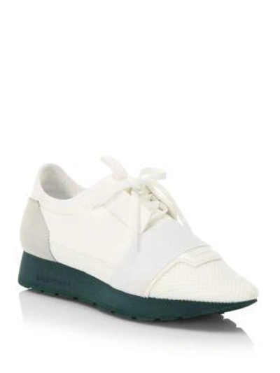 Shop Balenciaga Trainer Runner Lace-up Sneakers In Bianco