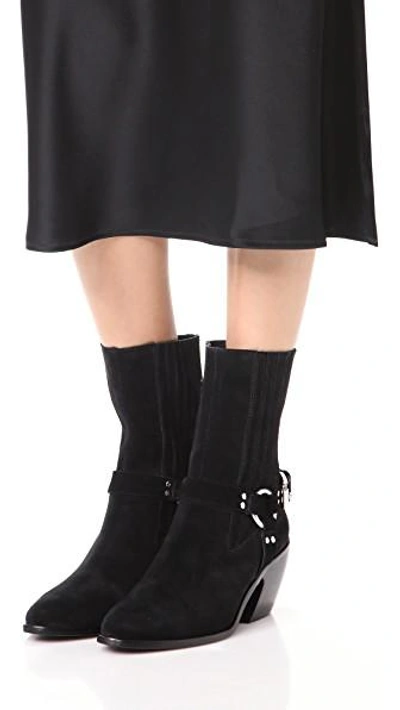 Shop Opening Ceremony Shayenne Suede Harness Ankle Booties In Black