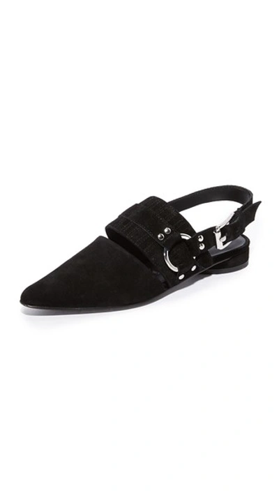 Shop Opening Ceremony Alexx Suede Harness Flats In Black