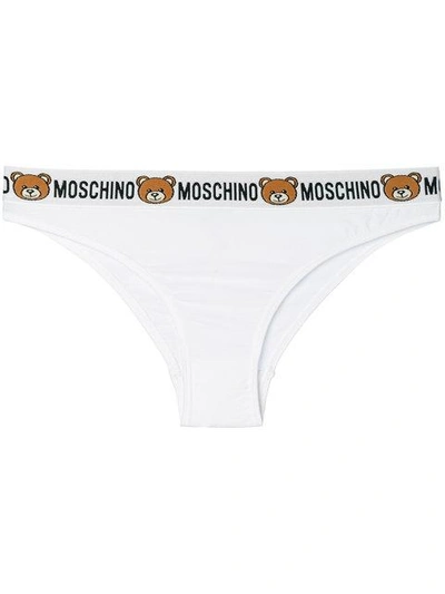 Shop Moschino Teddy Bear Logo Briefs In White