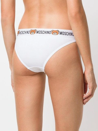 Shop Moschino Teddy Bear Logo Briefs In White