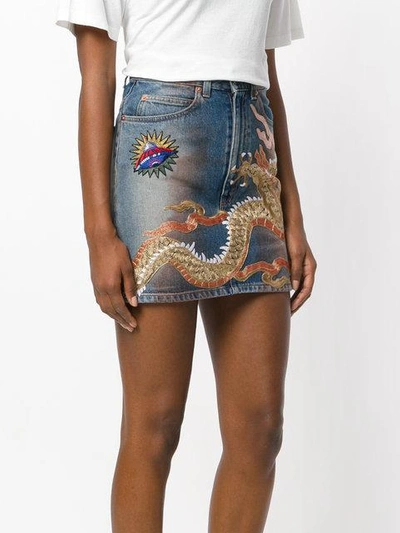 Shop Gucci Embellished Denim Mini Skirt